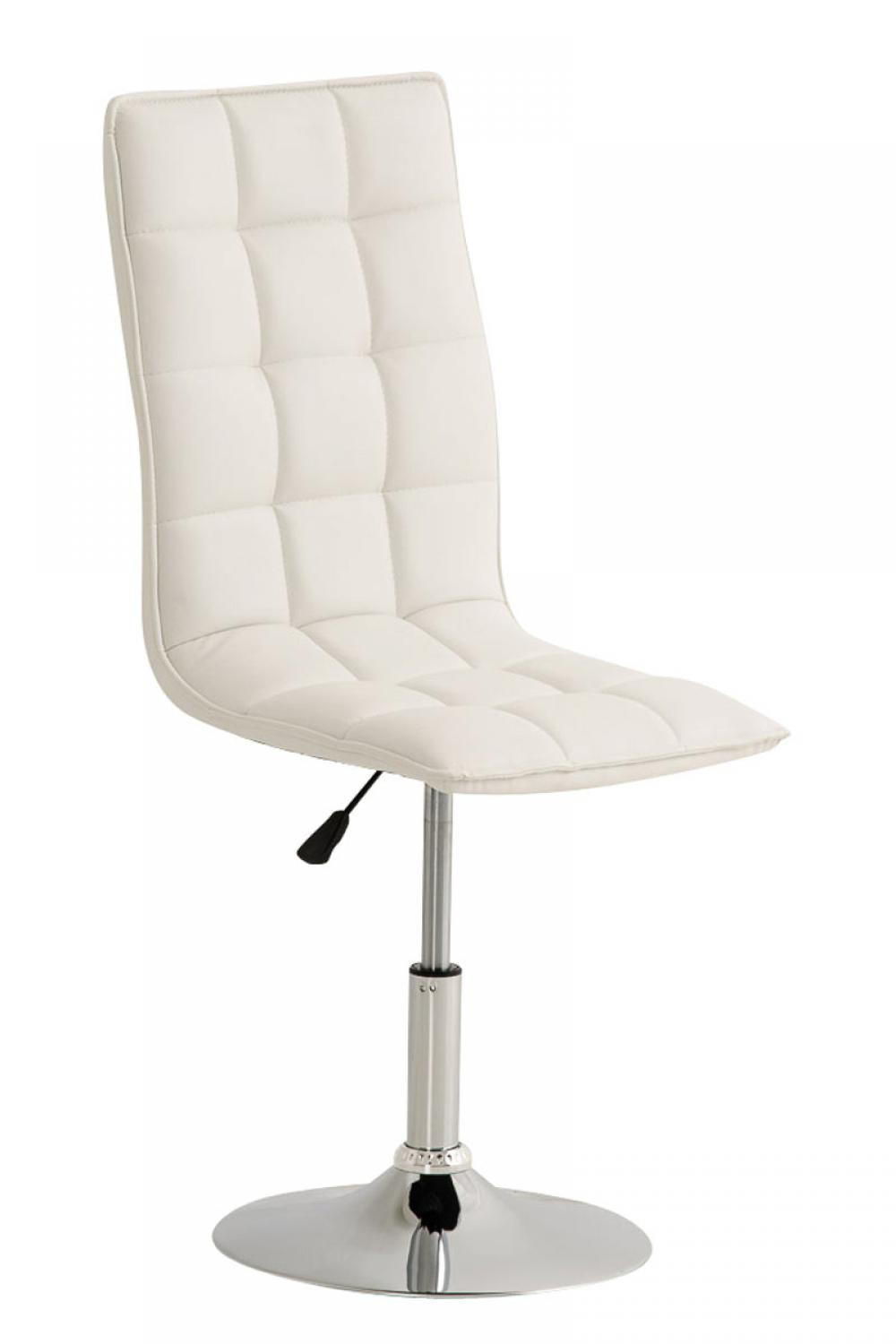 DREHSTUHL Lederlook weiß - Chromfarben/Weiß, Textil/Metall (43/90/56cm) - CLP