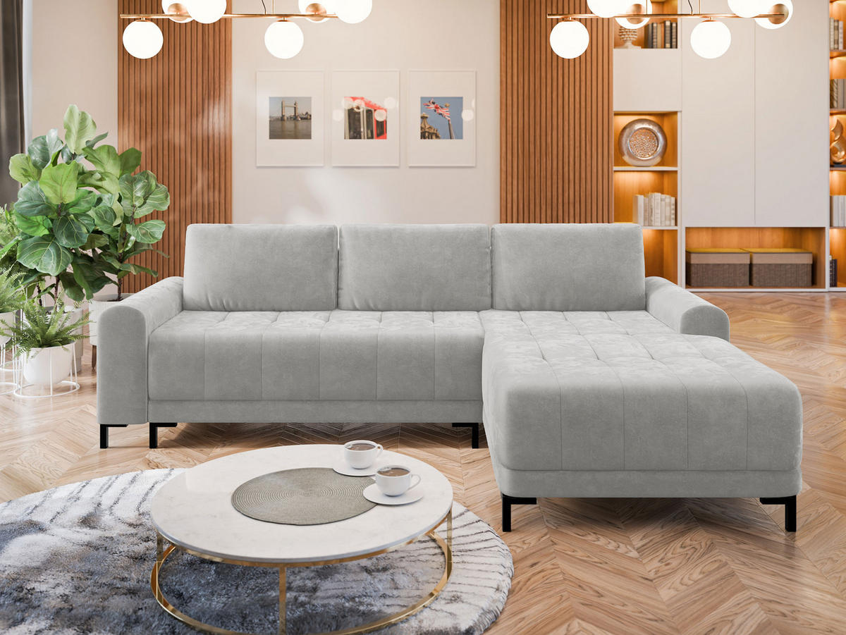 ECKSOFA Aris L, Seite: Rechts - Hellgrau/Schwarz, Holz/Textil (258/168cm) - MIRJAN24