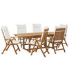 GARTENMÖBEL-SET 6-Sitzer Akazienholz Auflagen cremeweiß Java - Hellbraun/Weiß, Holz - Beliani