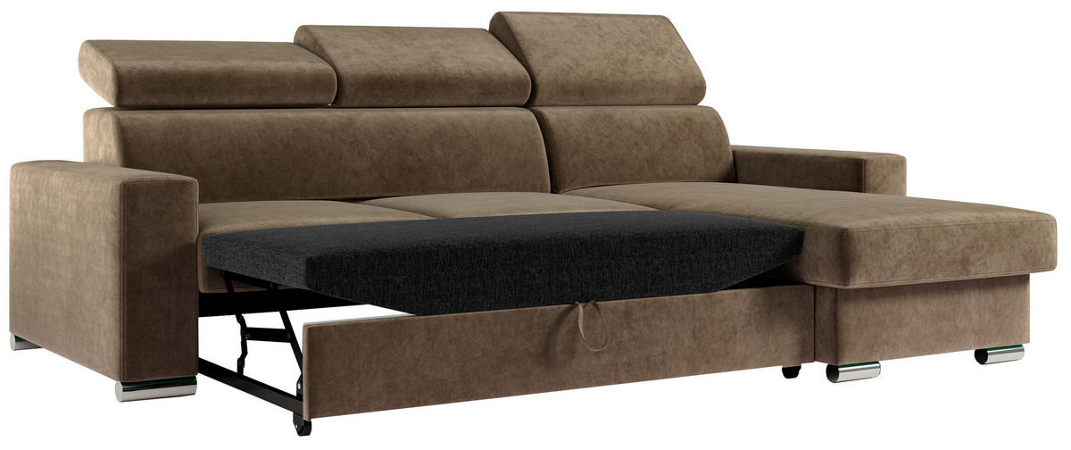 ECKSOFA FOX-L Braun - Silberfarben/Braun, Kunststoff/Textil (242/168cm) - MKS