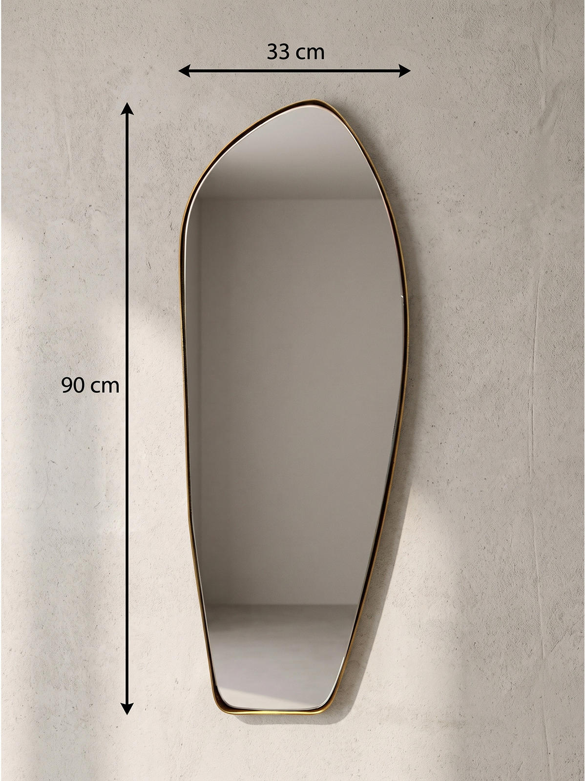 WANDSPIEGEL Asymmetrisch Metall Gold 33x90 cm Modern - Goldfarben, Glas (33/90/3cm) - KADIMA DESIGN