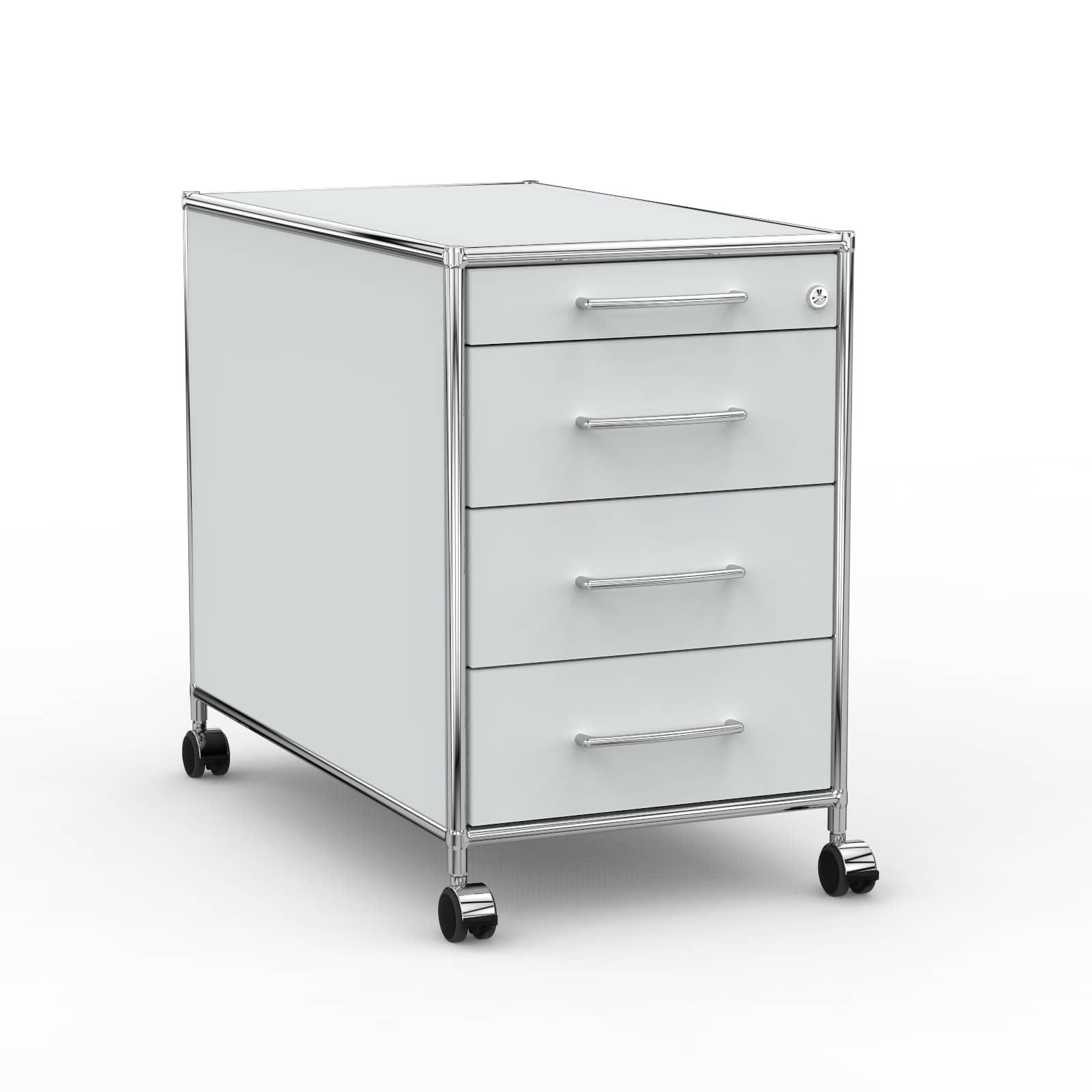 BÜRO-ROLLCONTAINER Holz, 80 cm, 4 Schubladen, Lichtgrau - Chromfarben/Silberfarben, Holzwerkstoff/Metall (80/66.5/80cm) - Versee