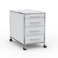 BÜRO-ROLLCONTAINER Holz, 80 cm, 4 Schubladen, Lichtgrau - Chromfarben/Silberfarben, Holzwerkstoff/Metall (80/66.5/80cm) - Versee