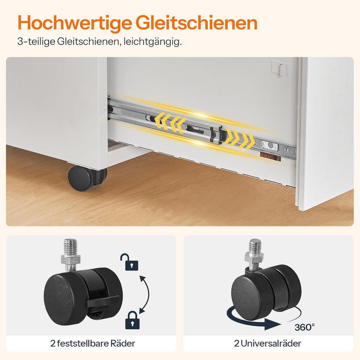AKTENSCHRANK Weiß mit 2 Schubladen - Weiß, Metall (52/67/39cm) - Hoobro