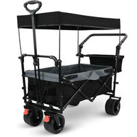 BOLLERWAGEN faltbar mit Dach KILI Extra Breite Reifen Schwarz - Schwarz, Metall (126/109/66cm) - DELUKE