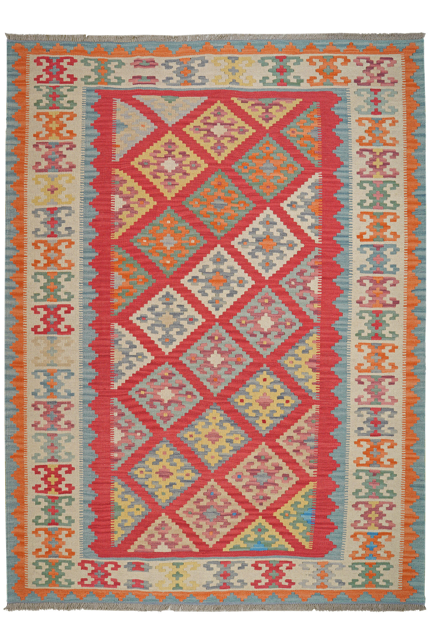 HANDWEBTEPPICH Kelim Gashgai Rot 246/183 cm Schurwolle - Rot, Textil (183/246cm) - Looma