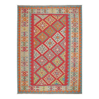 HANDWEBTEPPICH Kelim Gashgai Rot 246/183 cm Schurwolle - Rot, Textil (183/246cm) - Looma