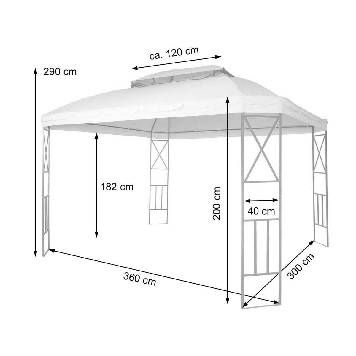 PERGOLA + MOSKITONETZ Cremeweiß - Weiß, Metall (360/290/300cm) - MCW