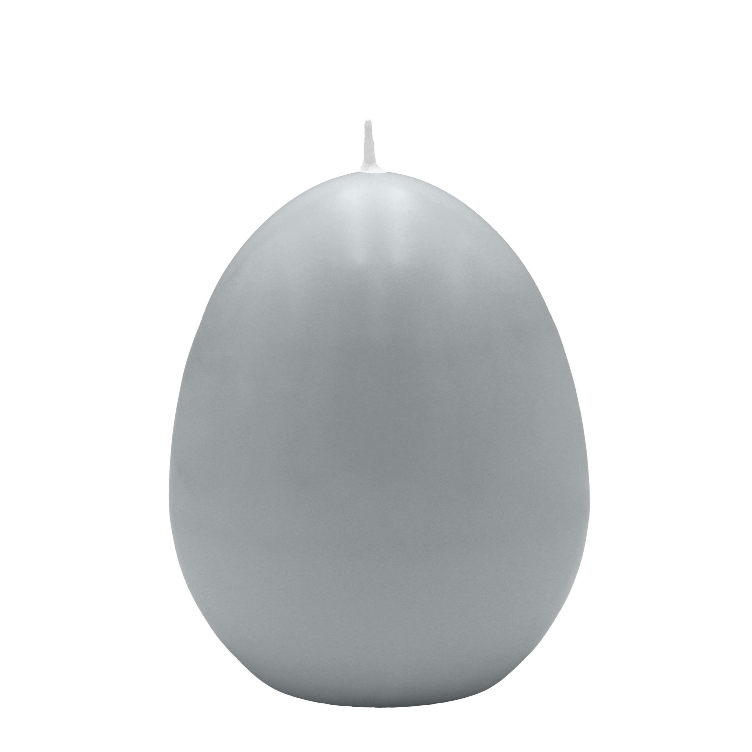 EIKERZEN Maxi, Straußenei Silbergrau 140 x Ø 100 mm, 6 Stück - Hellgrau, Paraffin (10/14/14cm) - Kopschitz Kerzen