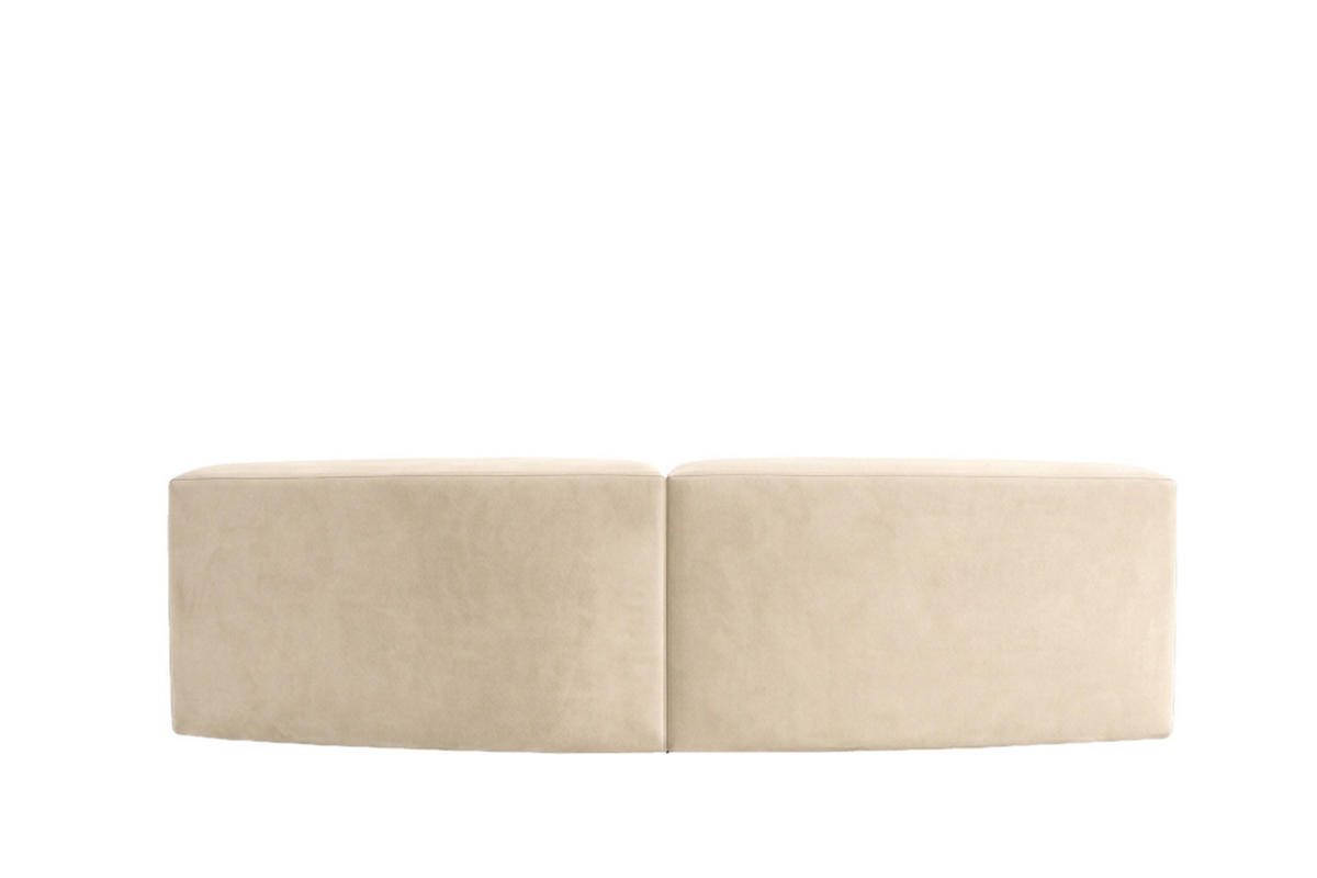 SOFA Round, Velvet-Stoff Bluvel, Creme, GRETA - Creme, Holz (294/70/89cm) - Kaiser Möbel
