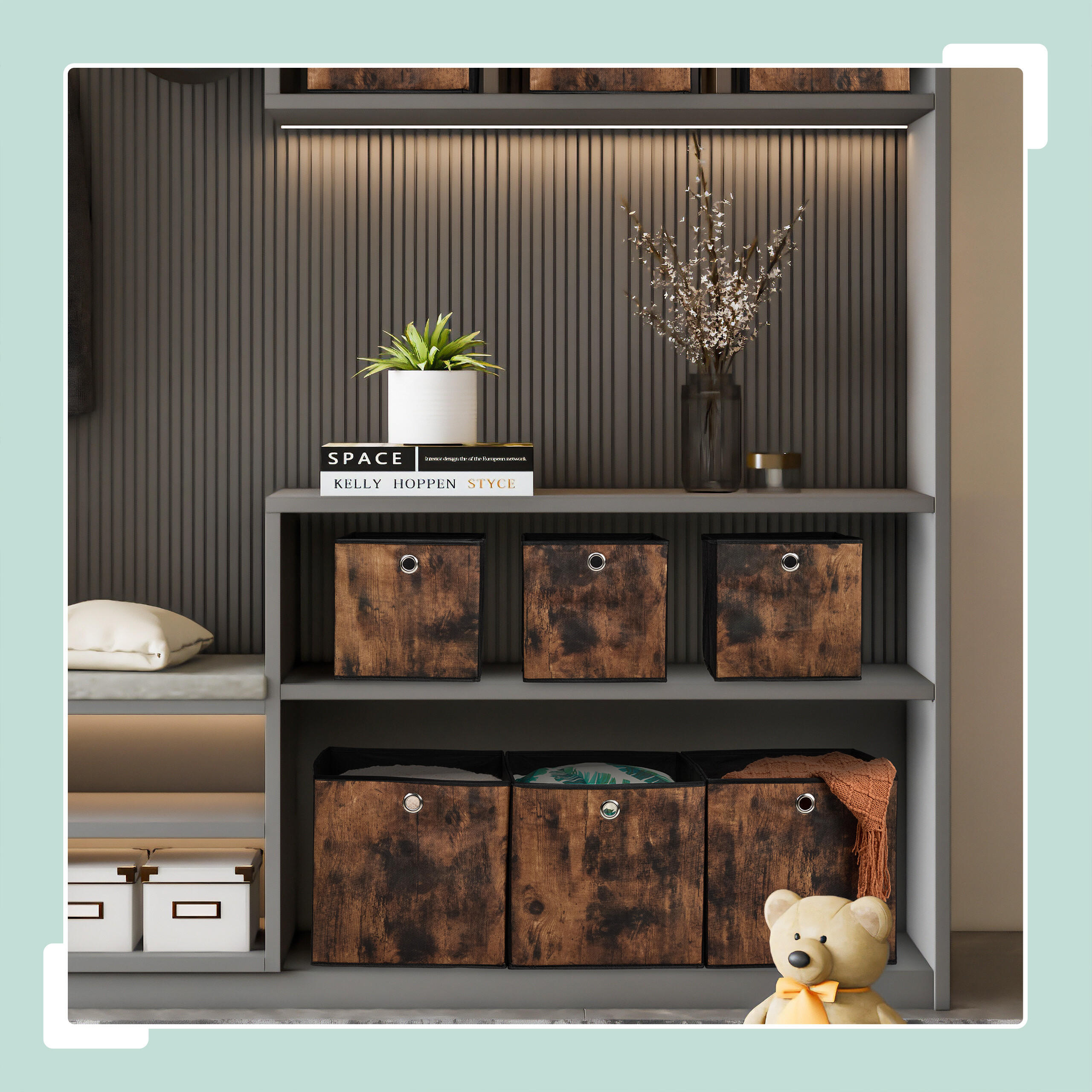 6xAUFBEWAHRUNGSBOX - Schwarz, Wellpappe/Kunststoff (26/26/26cm) - Relaxdays