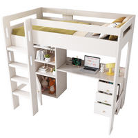 HOCHBETT 90/200 cm Weiß aus MDF, Spanplatte und Massivholz mit Schreibtisch und Stauraum - Weiß, Holzwerkstoff (90/200cm) - OKMYHOME