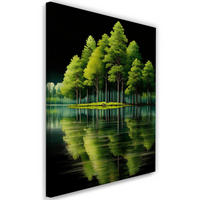 WANDBILD grüner wald am see - Grün, Textil (40/60cm) - Feeby