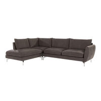 ECKSOFA Elou Braun - Khaki Microfaser - Chromfarben/Dunkelbraun, Holz/Textil (277/200cm) - S-Style Möbel