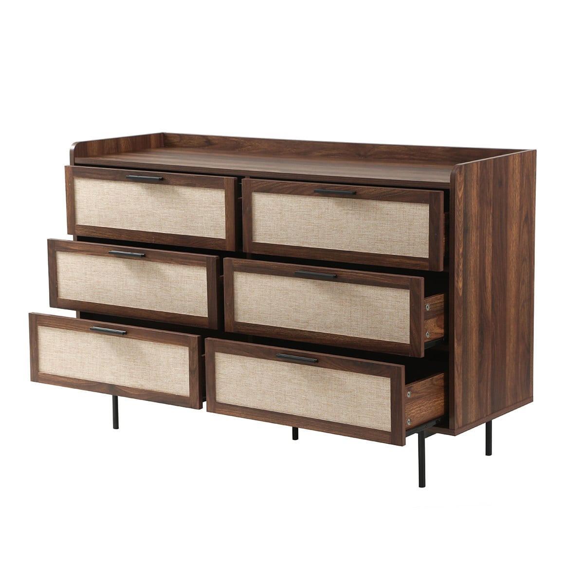 KOMMODE Nussbaumdekor, 6 Schubladen 120/79/39,5 cm - Nussbaumfarben, Holzwerkstoff (39.5/79/47.5cm) - Calicosy