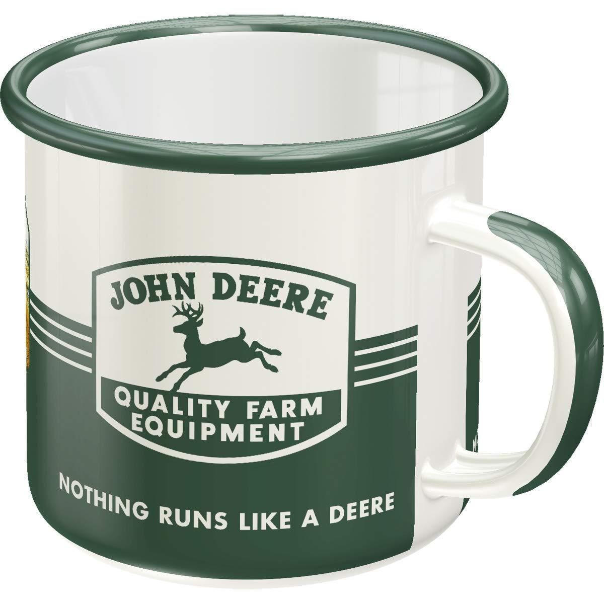 EMAILLE-BECHER 360 ml John Deere Quality Farm Equipment - Waldgrün/Weiß, Metall (0.36L) - Nostalgic-Art