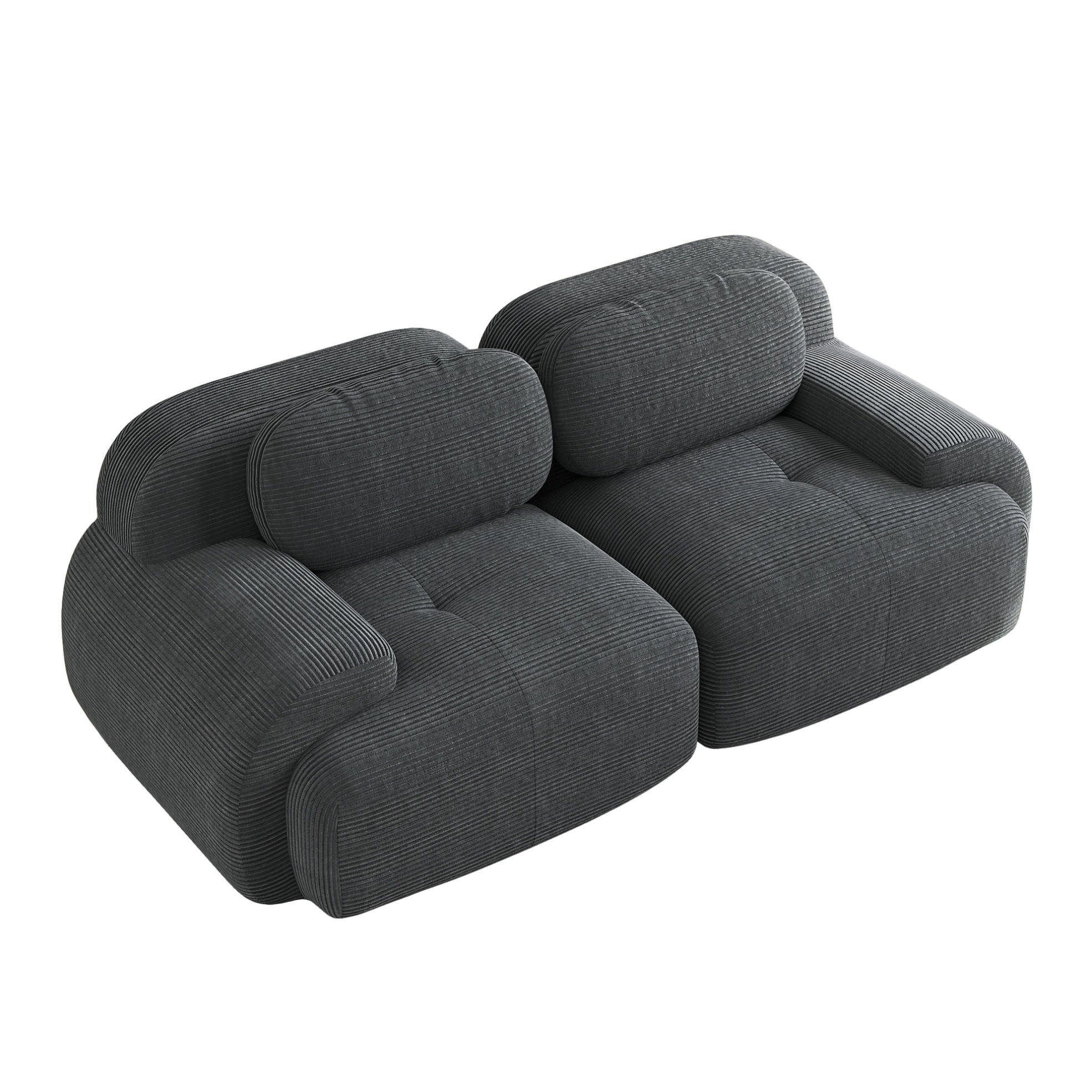 SOFA modular rahmenlos Cord Grey - Grau, Kunststoff (103/75/208cm) - Meubliv