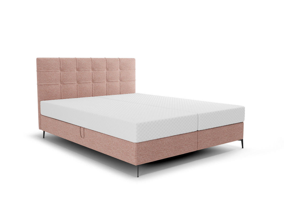 BOXBETT INAO 140x200 mit Matratze H3, Bonell und Topper ARAGON 62 - Pink, Textil (140/200cm) - Bedante