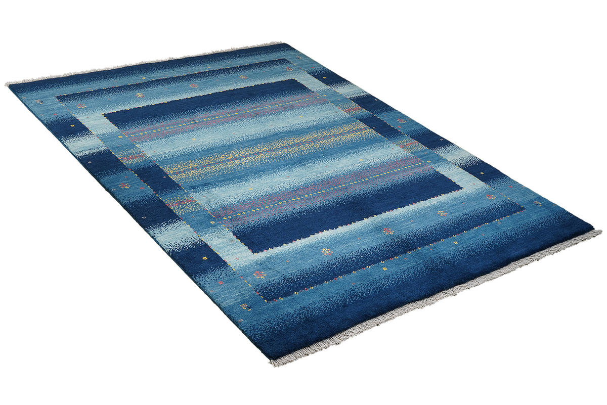 TEPPICH Rizbaf Blau 204/149 cm Schurwolle - Blau, Textil (149/204cm) - Looma