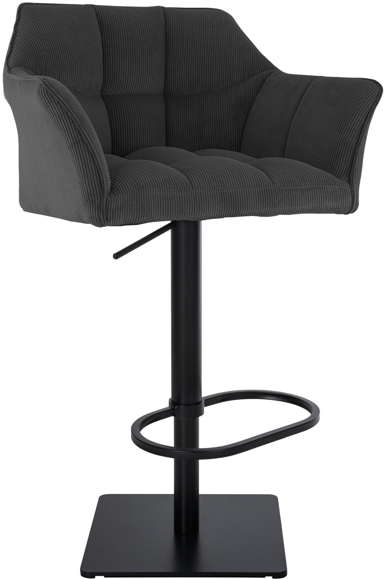 BARHOCKER Cord Dunkelgrau - Dunkelgrau/Schwarz, Textil/Metall (64/88/45cm) - CLP