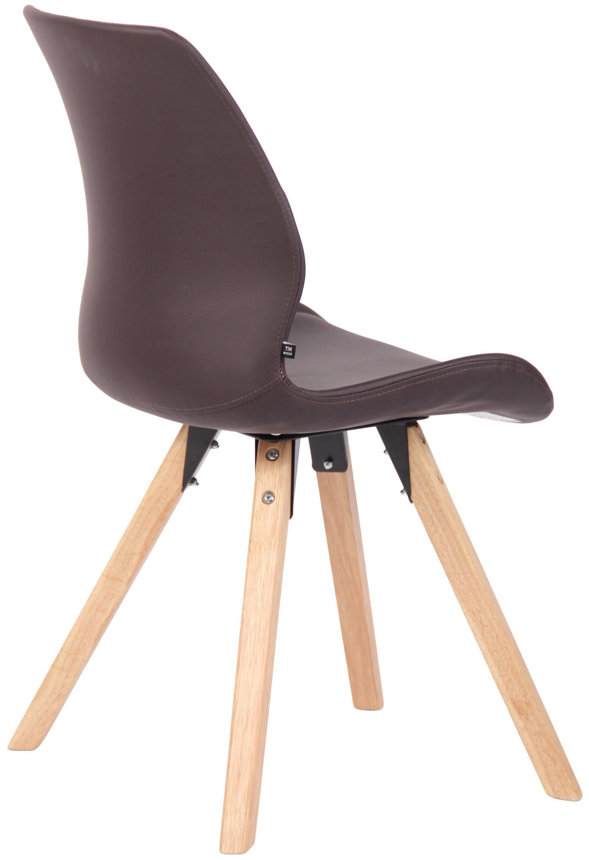 STUHL Lederlook braun - Eukalyptusholzfarben/Braun, Holz/Textil (49/87.5/58cm) - CLP