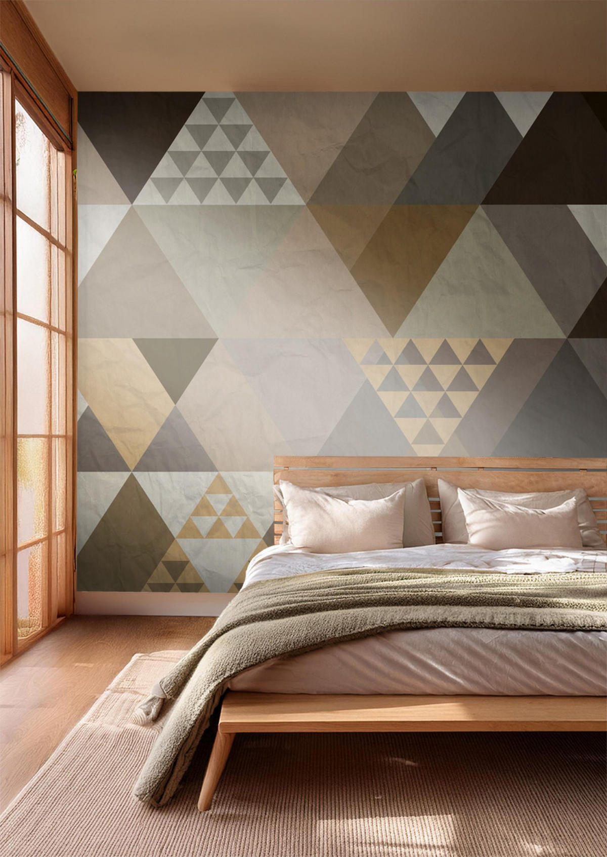 FOTOTAPETE grafische Dreiecke 375 x 270 cm - Braun, Papier (375/270cm) - Sanders & Sanders