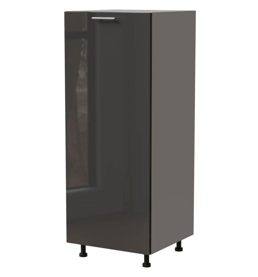 VORRATSSCHRANK Essen Graphit Hochglanz / Grau Matt 60 / 59 / 154cm - Graphitfarben/Grau, Holz/Holzwerkstoff (60/154/59cm) - Feldmann-Wohnen