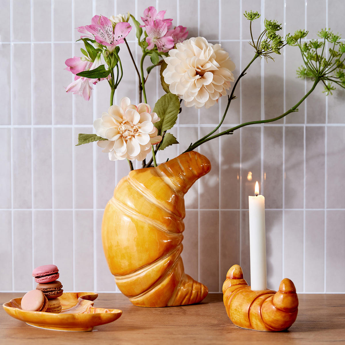 KERZENHALTER Croissant - Hellbraun, Stein (8/8/16cm) - Butlers