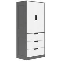 KLEIDERSCHRANK DE-17198 3 Schubladen & Soft-Close-Türen Grau - Grau, Holzwerkstoff (50/180/80cm) - ComfortXL