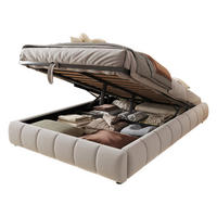 POLSTERBETT 140/200 cm in Beige ohne Kopfteil mit Bettkasten und LED Samt - Beige, Holzwerkstoff/Textil (140/200cm) - STILVORA