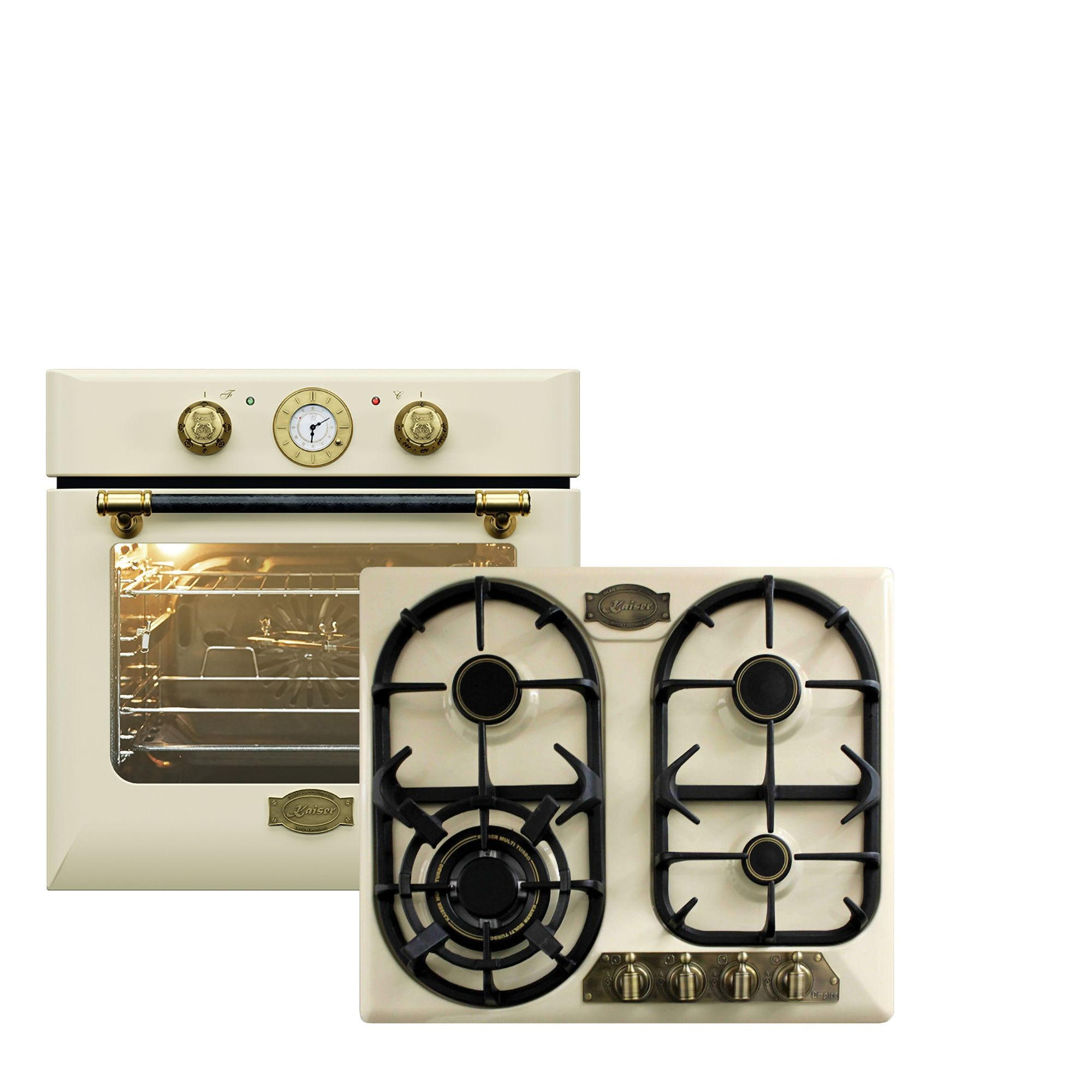 ELEKTRO-BACKOFEN 60 cm EH 6432 ElfBE Eco+KG 6325 ElfEm Gaskochfeld 60 cm - Creme, Metall (59/59/54cm) - Kaiser Küchengeräte