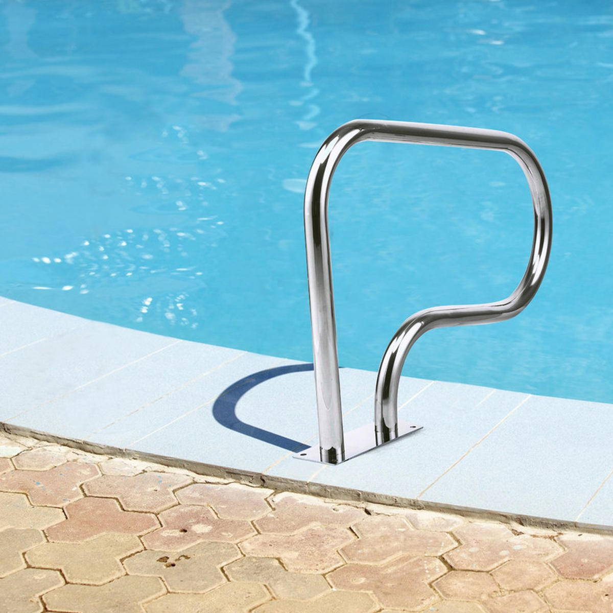 POOLHANDLAUF aus Edelstahl silber - Silberfarben, Metall (81/57/10cm) - COSTWAY