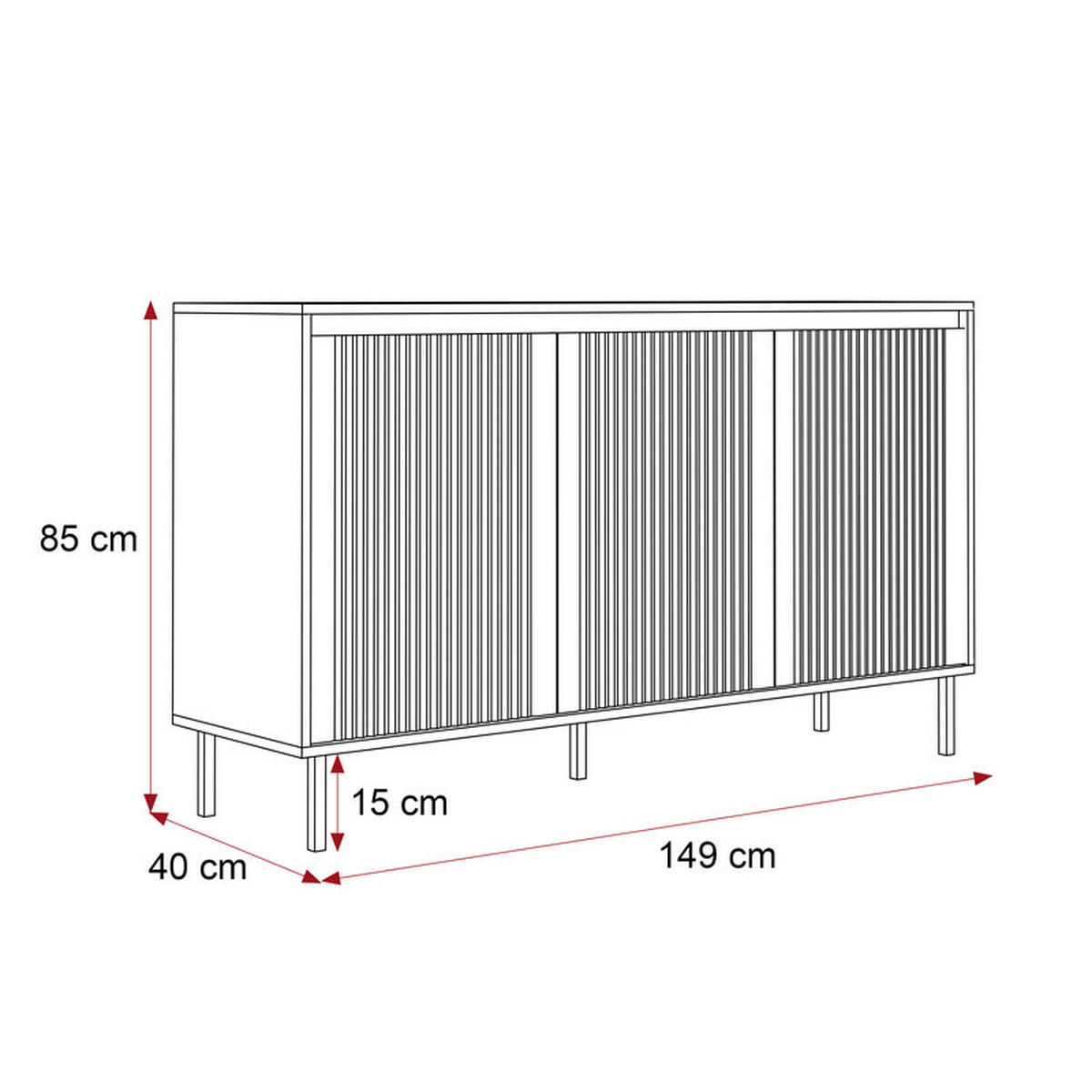 KOMMODE LIRA 149 cm, Evoke-Eiche - Eichefarben/Schwarz, Holzwerkstoff/Metall (149/100/40cm) - Idohome