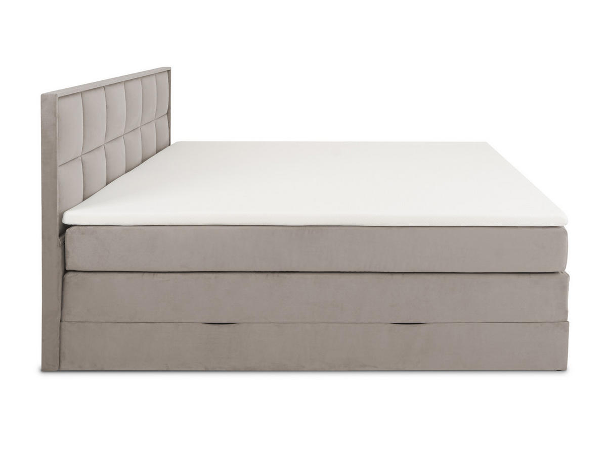 BOXSPRINGBETT Montreal Beige 180/200 cm H2/H3 Samt - Beige, Textil (180/200cm) - wonello