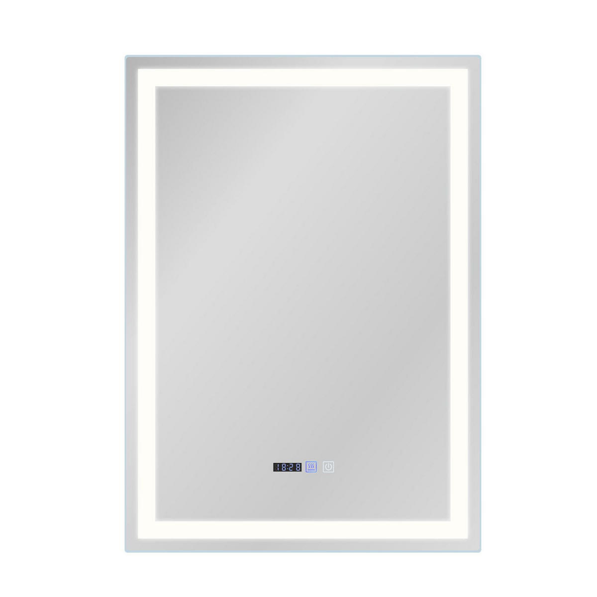 BADEZIMMERSPIEGEL Jena mit LED-Leuchte 60/80/2.5 cm - Weiß, Glas (80/2.5/60cm) - Nettlife