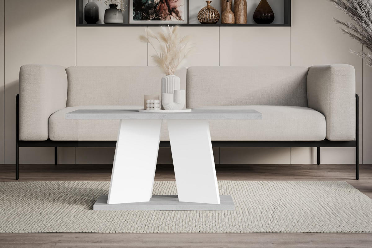 KAFFEETISCH 110x70x60 cm - Betonoptik K350 / Weiß - UFOM - Weiß, Holzwerkstoff (110/70/60cm) - ALTDECOR