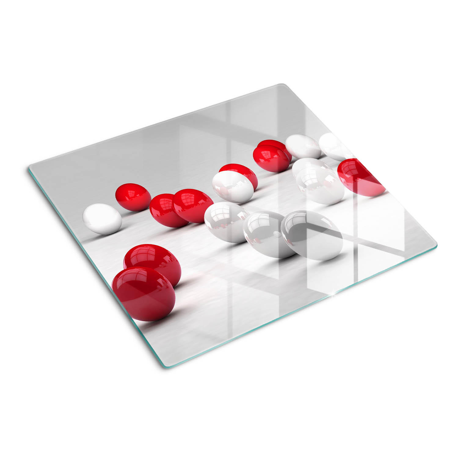 GLASPLATTE 60x52 cm Rote und weiße Bälle - Rot, Glas (60/0.4/52cm) - TULUP