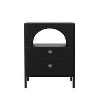 NACHTTISCH 45/40/58 cm schwarz aus MDF mit 2 Schubladen - Schwarz, Holzwerkstoff (40/58/45cm) - OKWISH