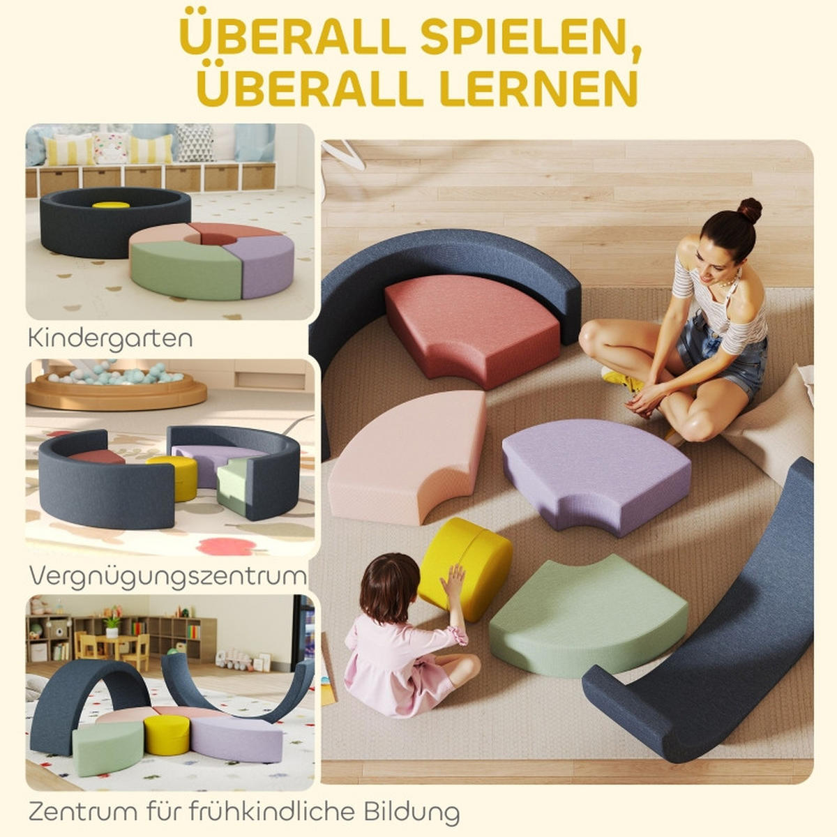 KONSTRUKTIONSSPIELZEUG Bausteine - Multicolor, Kunststoff (107/30/107cm) - Korfee