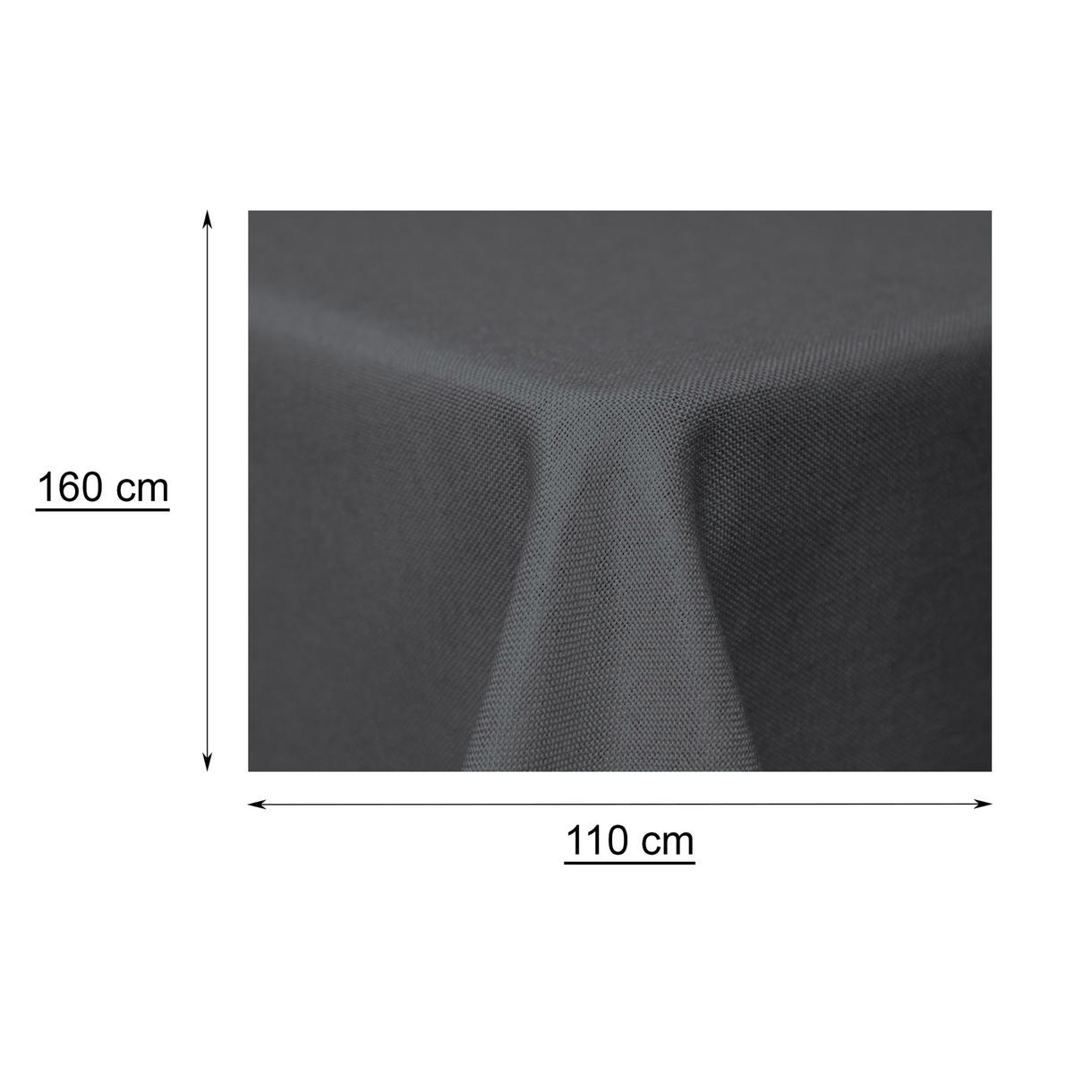 TISCHDECKE Leinenoptik 110/160 cm eckig Anthrazit - Anthrazit, Textil (110/160cm) - TiborTex