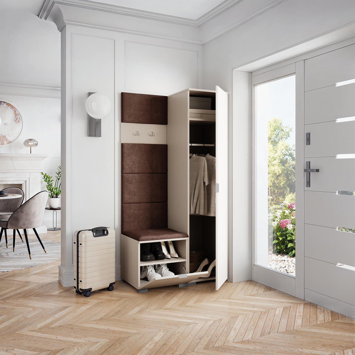 GARDEROBENSCHRANK LORI 95/181/51 cm Modern Garderobe-Set Kaschmir - Kaschmir/Braun, Holzwerkstoff (95/181/51cm) - MASSENO