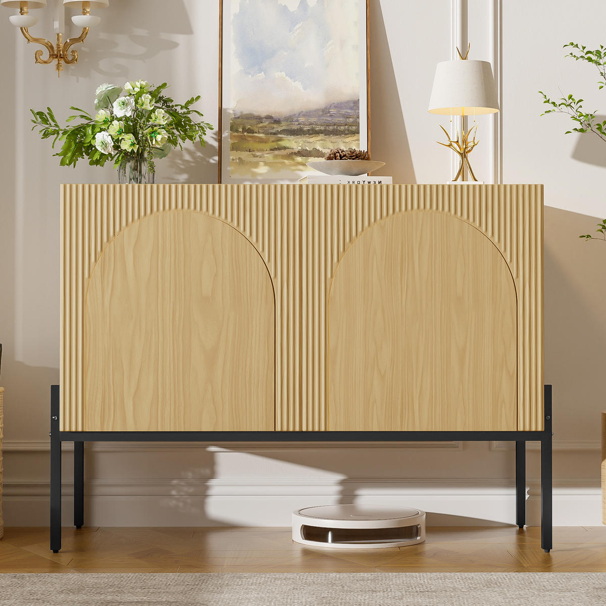 KOMODA 100x40x75 cm Prirodna 2 vrata - prirodne boje, drvni materijal (100/75/40cm) - FLIEKS