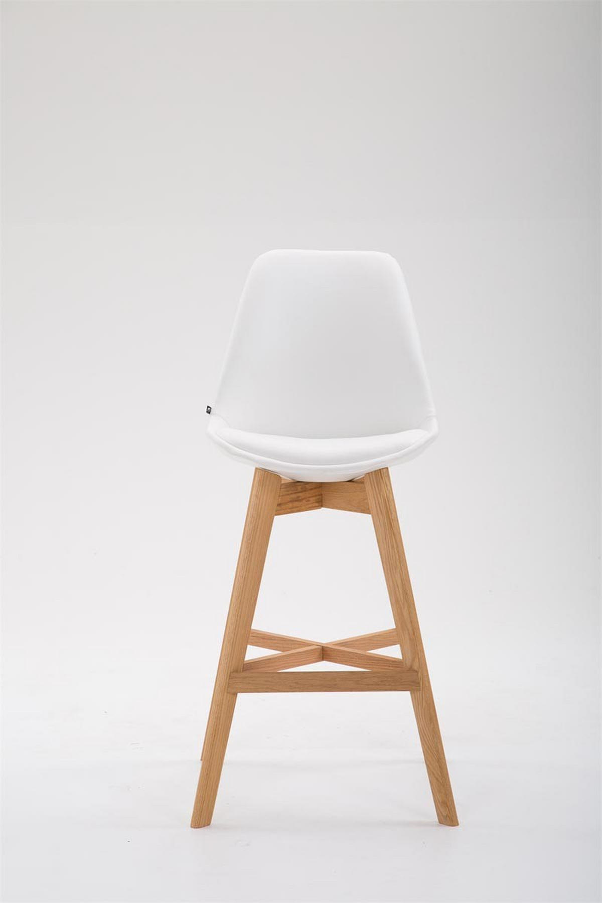 BARHOCKER Cannes Massivholz 112x48x56 cm Weiß - Weiß, Leder (48/112/56cm) - furnicato