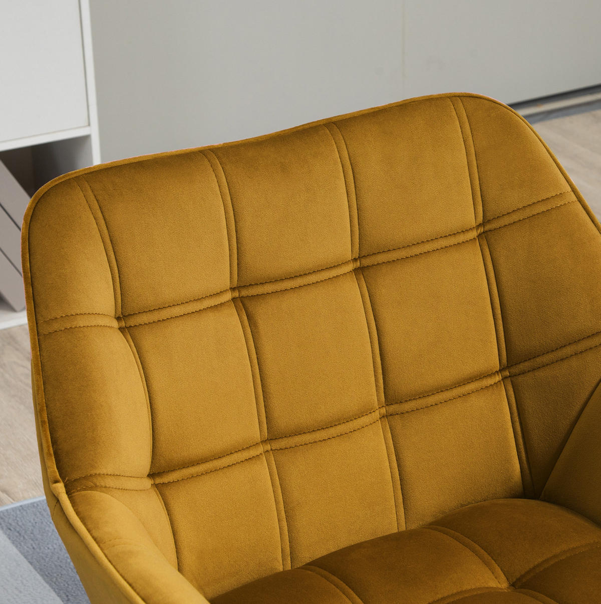 OHRENSESSEL Polyester Samt-Optik skandinavisch Holzbeine, Metallrahmen 67/61,5/71 cm Gelb - Gelb, Textil (61.5/71/67cm) - Redom