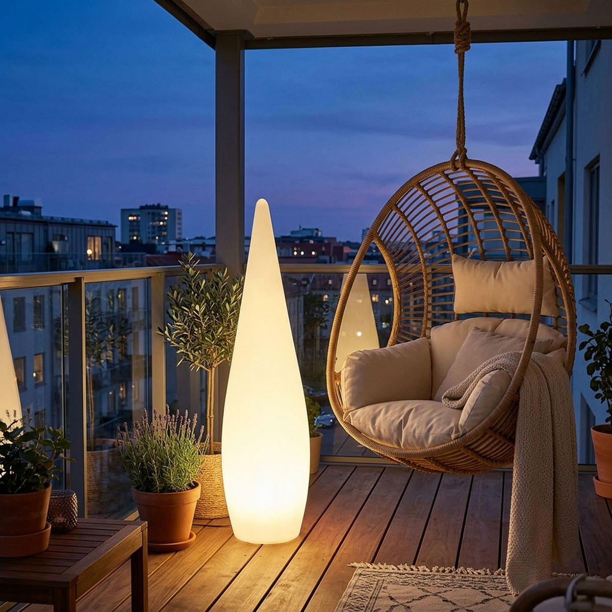 LED AUSSENLEUCHTE VASCON Weiß - Weiß, Kunststoff (24/24/80cm) - Globo Lighting
