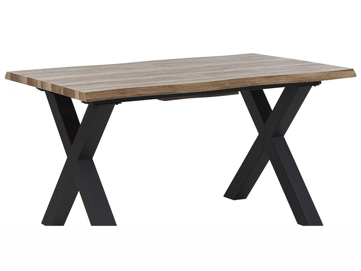 ESSTISCH 140-180/90/76 cm Hellbraun, Schwarz Rechteckig Bronson - Hellbraun, Holzwerkstoff (180/90/76cm) - Beliani