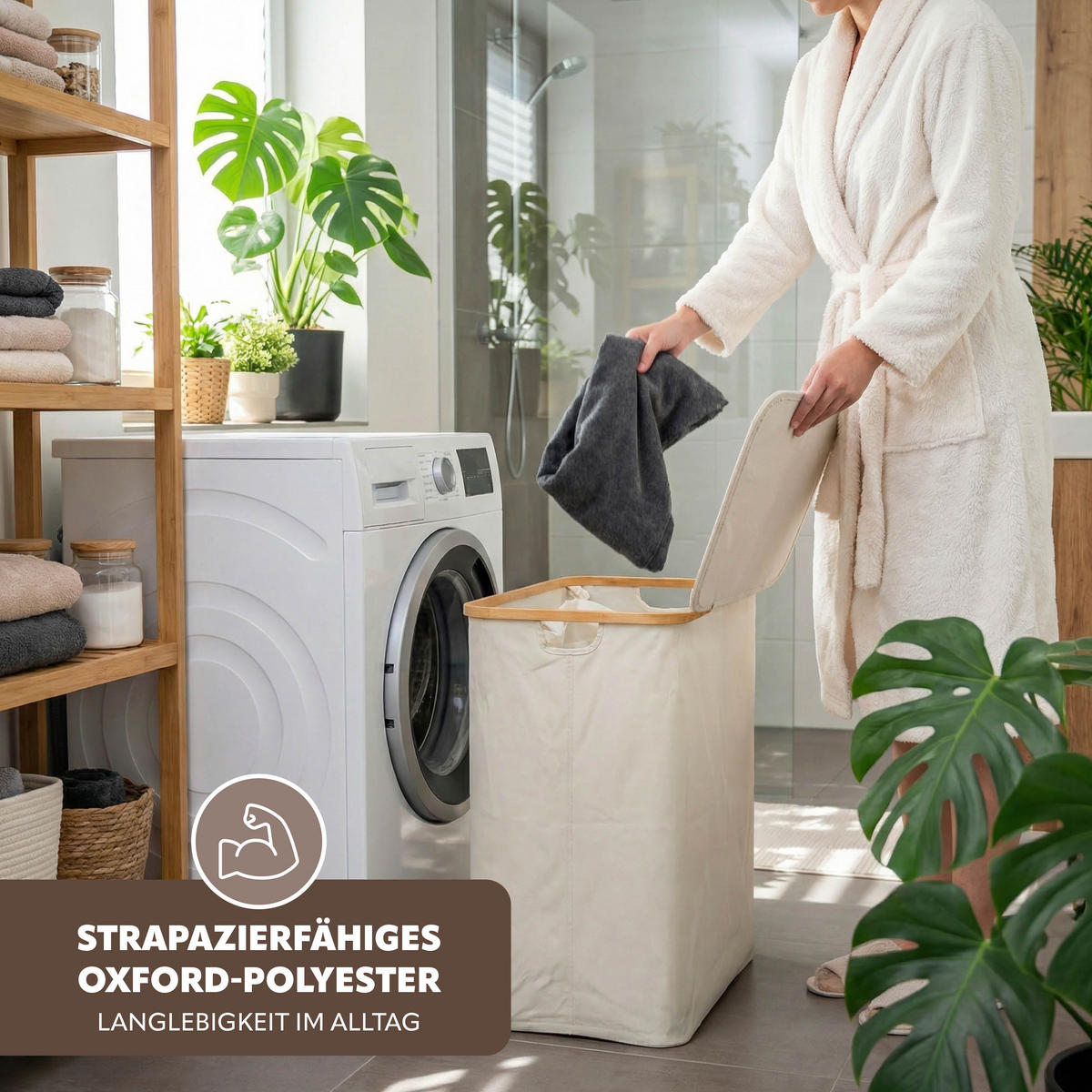 WÄSCHESAMMLER 145 Liter, beige - Beige, Textil (57.5/68/37.5cm) - bremermann