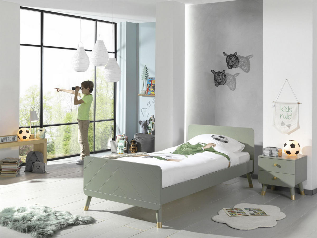 EINZELBETT Kamillah 204x74x95 aus MDF in Olive Grün - Grün, Holzwerkstoff (90/200cm) - 58aufmkessel