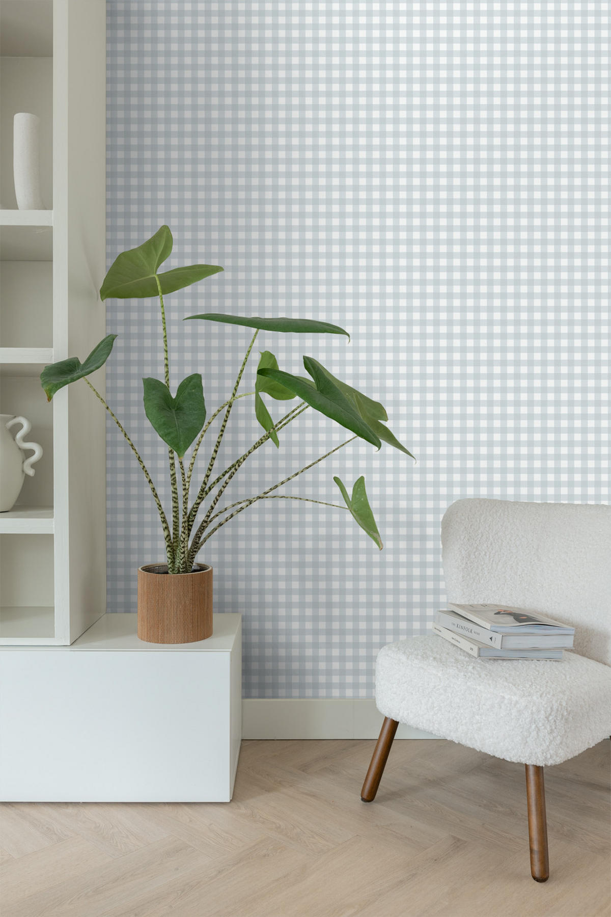 TAPETE Karomuster 50 x 900 cm - Blau, Papier (50/900cm) - ESTAhome