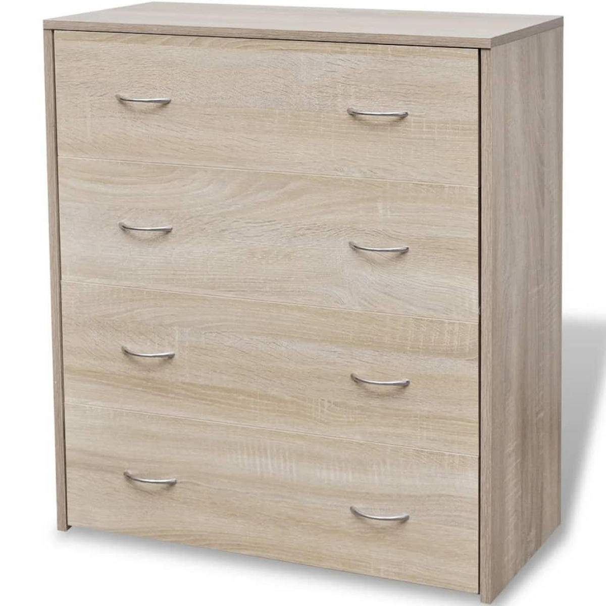 KOMMODE mit 4 Schubladen 60/30,5/71 cm aus Holzwerkstoff Eichenbraun - Eichefarben/Silberfarben, Holz (60/71/35.5cm) - vidaXL